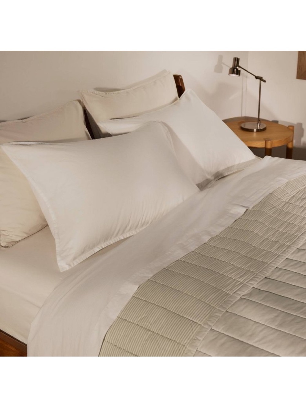 Parachute Linework Cotton Quilt Parchment & Natural Stripe •Full/Queen•